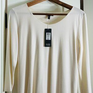 NEW Eileen Fisher 3/4 Sleeve Boatneck Top | Ivory | M
